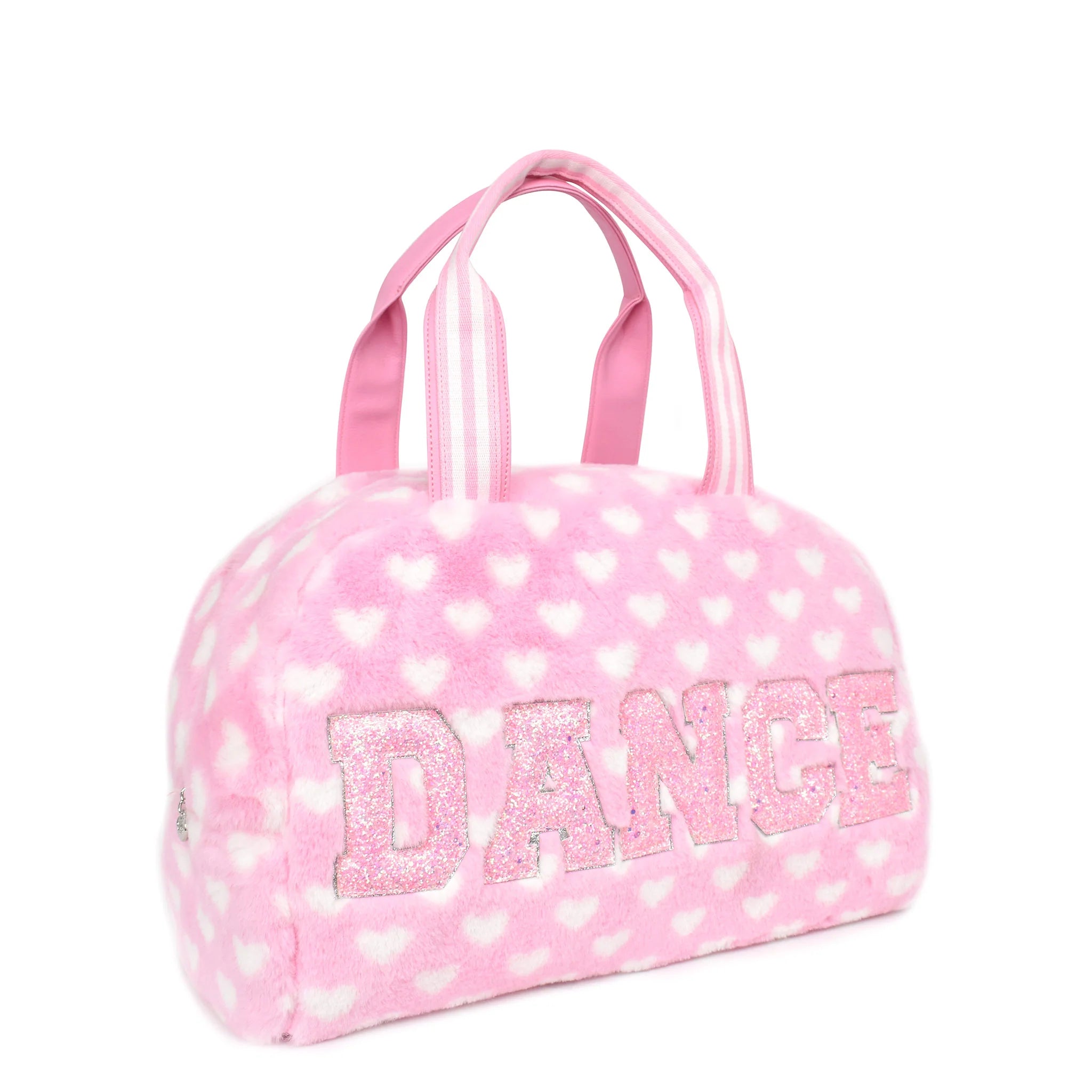 Dance' Heart-Printed Plush Medium Duffle Bag