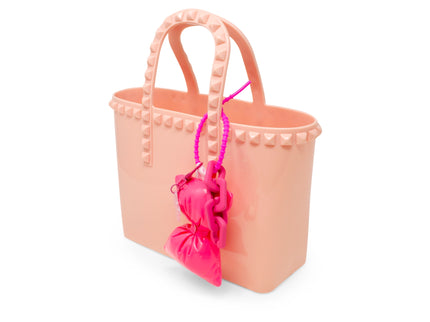 Pink Tiny Jelly Stud Tote w/ Bow Charm