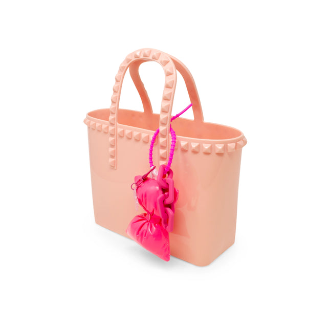 Pink Tiny Jelly Stud Tote w/ Bow Charm