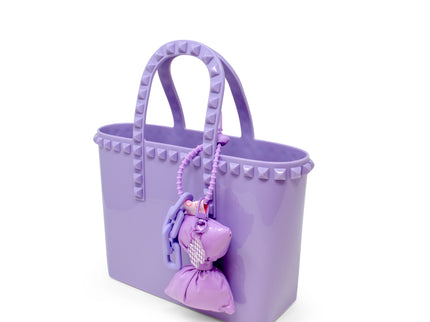 Purple Tiny Jelly Stud Tote w/ Bow Charm