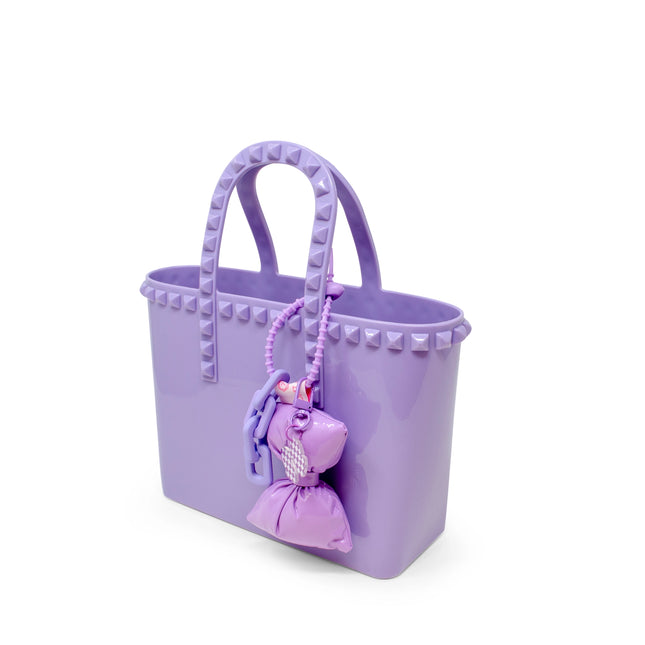 Purple Tiny Jelly Stud Tote w/ Bow Charm