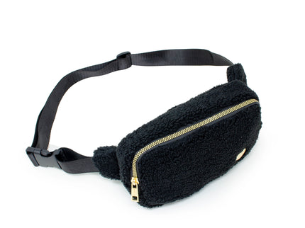 Black Fuzzy Crossbody Sling Bag w/ Heart