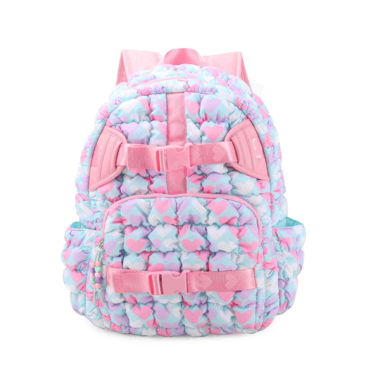 Quilted Scrunchies Heart Printed Backpack