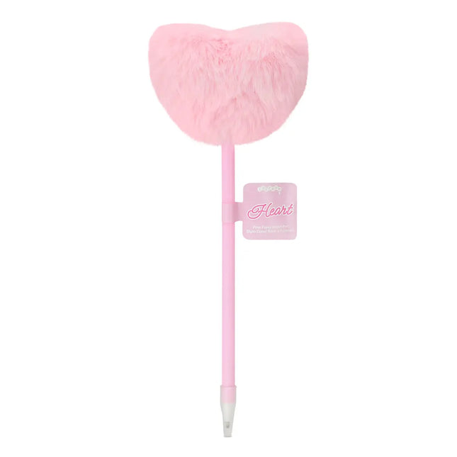 Pink Furry Heart Pen
