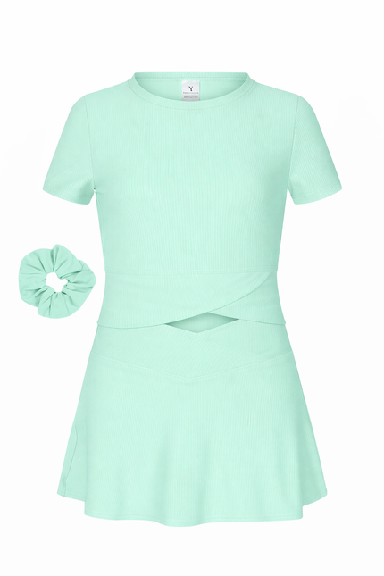 Girls Ribbed 3pc Crossover Skort Set