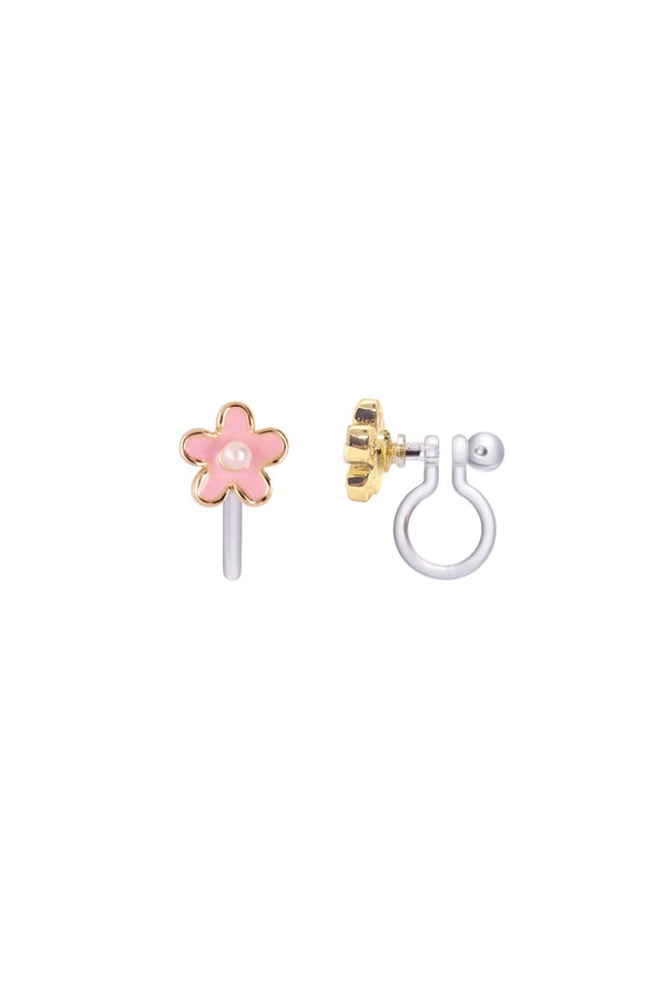 Pink Daisy Clip On Earrings