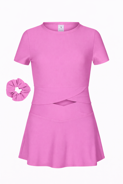 Girls Ribbed 3pc Crossover Skort Set