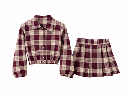 Girls Plaid Skirt Set