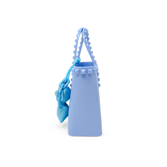 Blue Tiny Jelly Stud Tote w/ Bow Charm