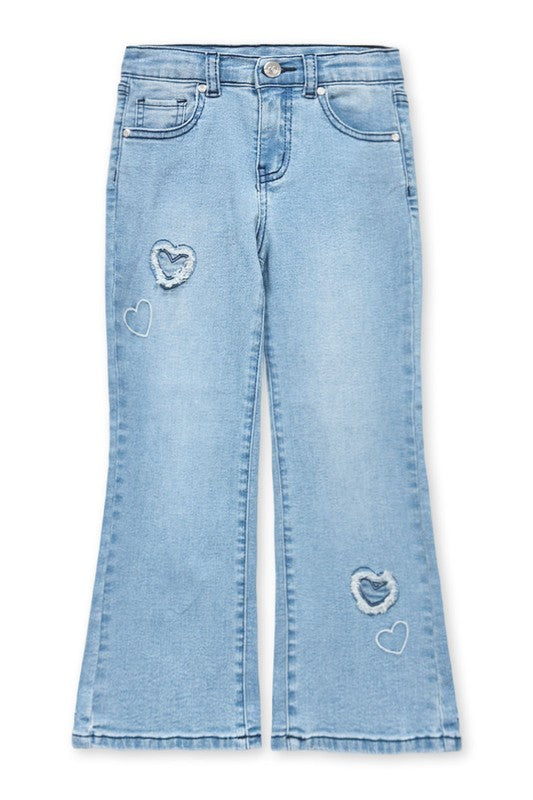 Girls Denim Heart Flares