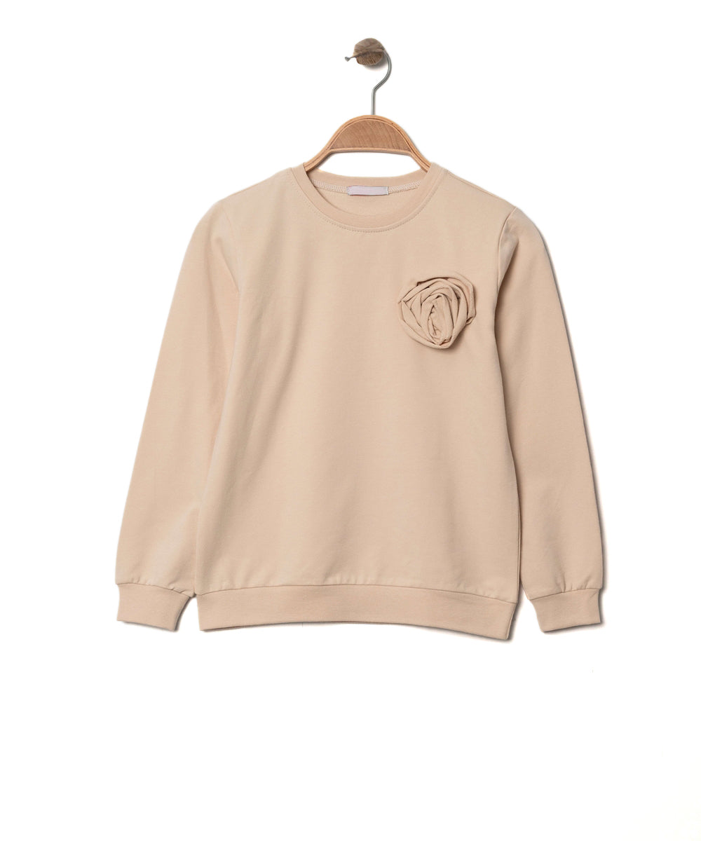 Rosette Charm Sweatshirt Beige