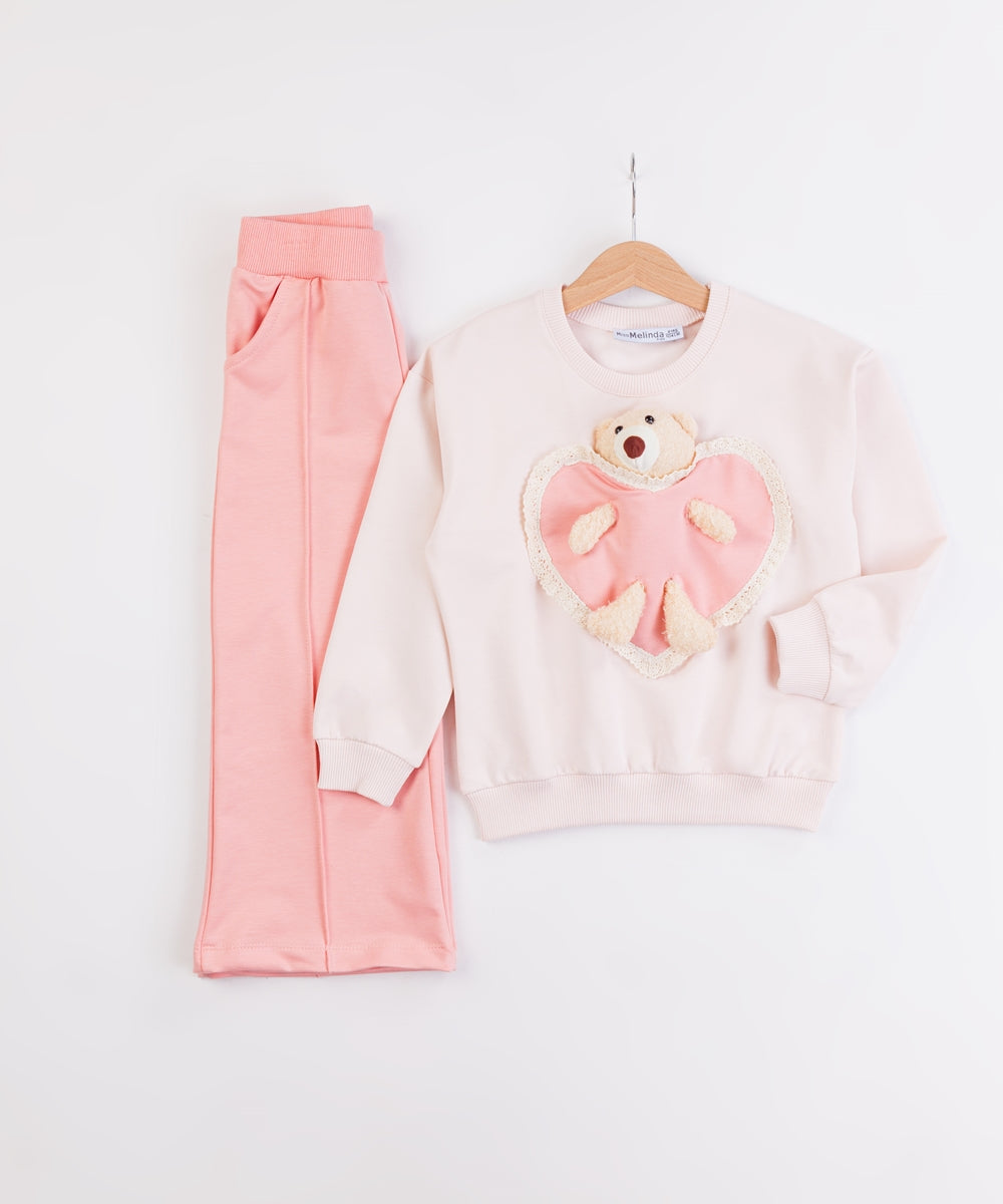 Teddy Love Sweatshirt Set Pink