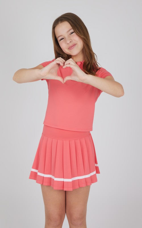 Coral Tennis Pleated Set