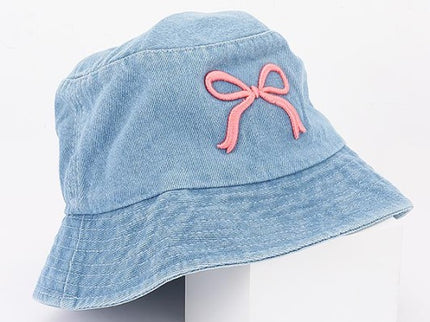 Denim Bow Kids Bucket Hat