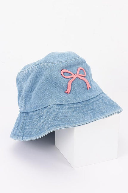 Denim Bow Kids Bucket Hat