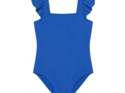 Blue Ruffle Sleeve Swimsuit