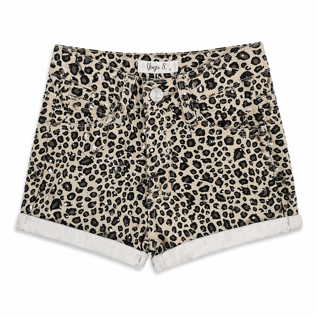 Leopard Denim Shorts