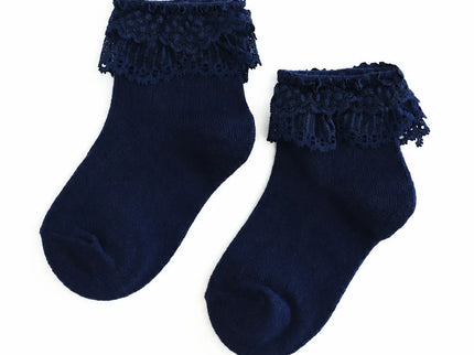 Lace Bobby Socks - Navy