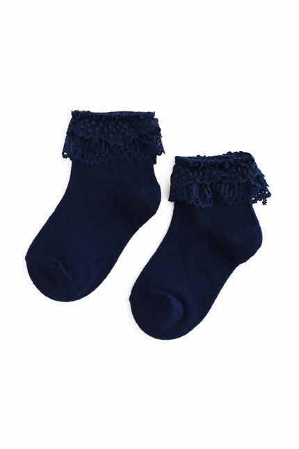 Lace Bobby Socks - Navy
