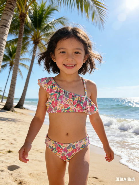 Girls Floral 2Pc Swim