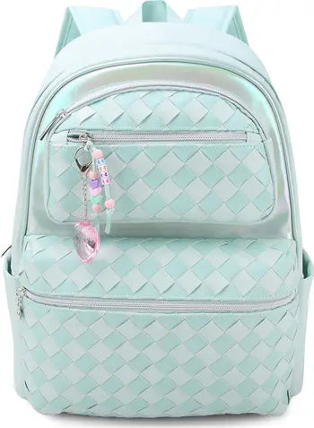 Woven Large School Backpack with Charm