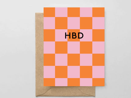 HBD Pink and Orange Greeting Card