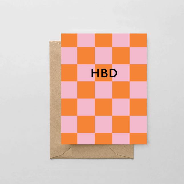 HBD Pink and Orange Greeting Card