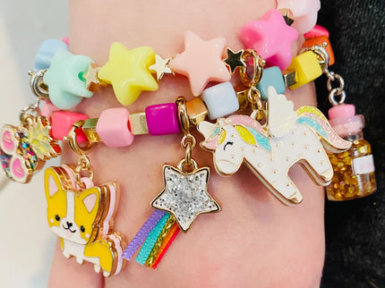 Gold Pastel Star Stretch Bead Bracelets