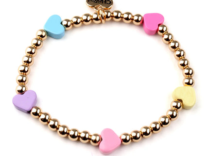 Gold Multi Heart Stretch Bead Bracelet