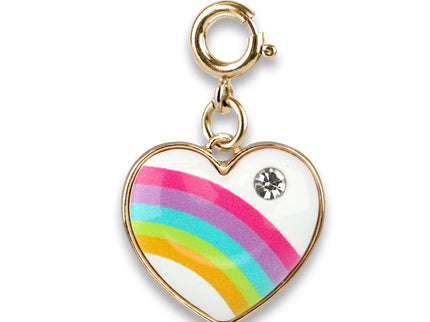 Gold Puffed Rainbow Heart Charm