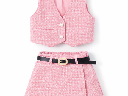 Girls Tweed Skort Vest Set