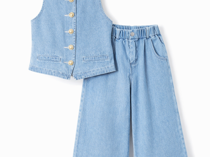 Girls Denim Vest Set