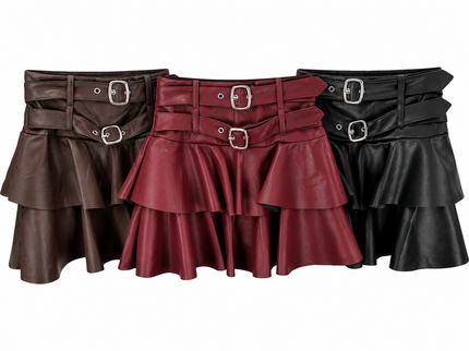 Buckle Faux Leather Skirt