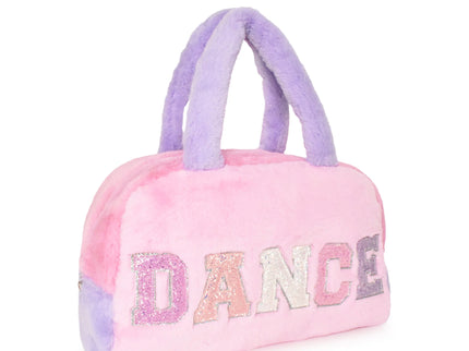 Color Block Plush "DANCE" Medium Duffle Bag