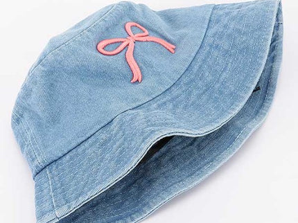 Denim Bow Kids Bucket Hat