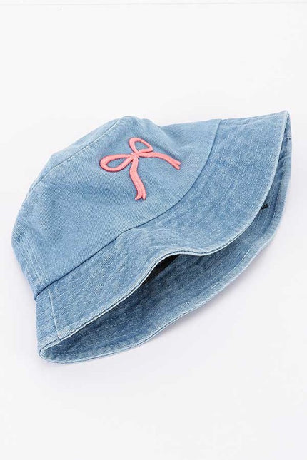 Denim Bow Kids Bucket Hat