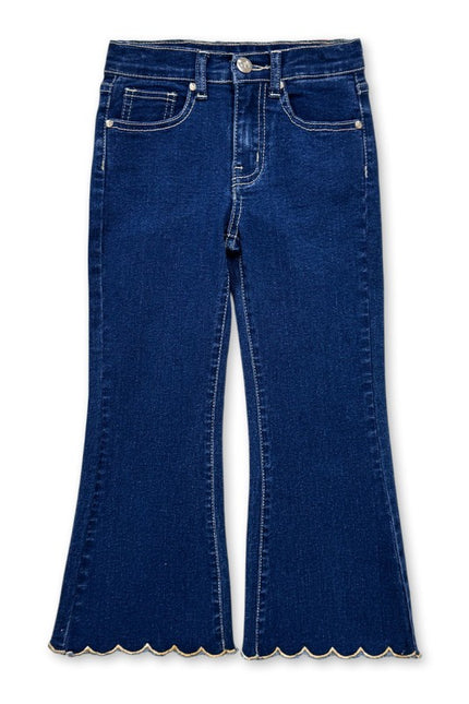 Scalloped Flare Denim Pants