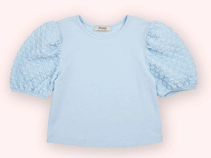 Blue Bubble Sleeve Top