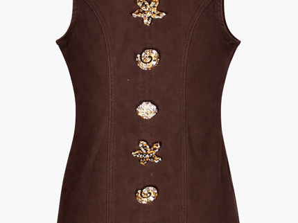 Denim Brown Button Dress