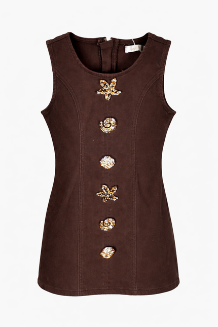 Denim Brown Button Dress