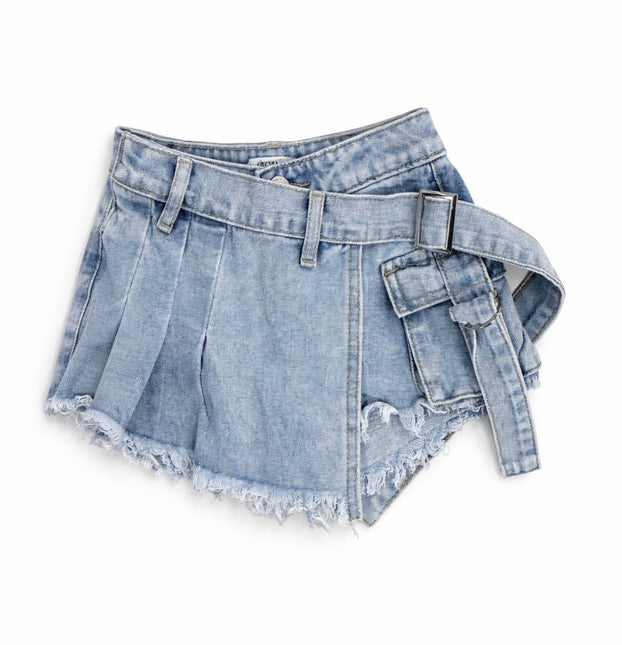 Girl Pleated Denim Skort