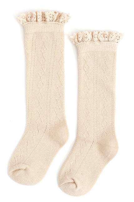 Vanilla Fancy Lace Top Knee High Socks