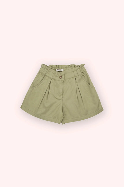 Pleated Green Shorts