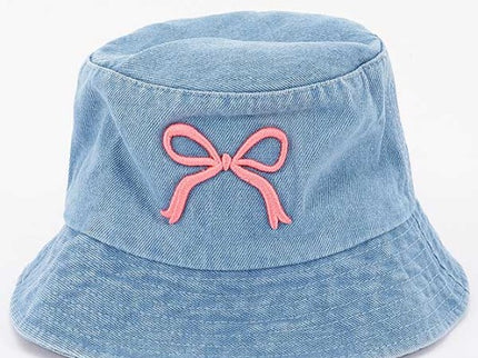 Denim Bow Kids Bucket Hat