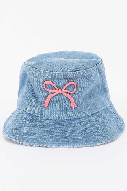 Denim Bow Kids Bucket Hat
