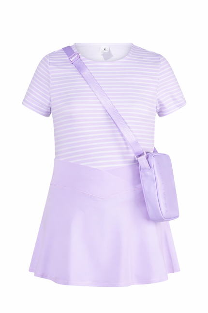 Girls Stripe Crossover Skort Set w/ Bag