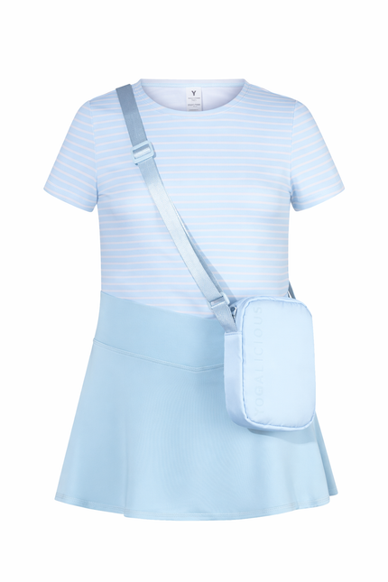 Girls Stripe Crossover Skort Set w/ Bag