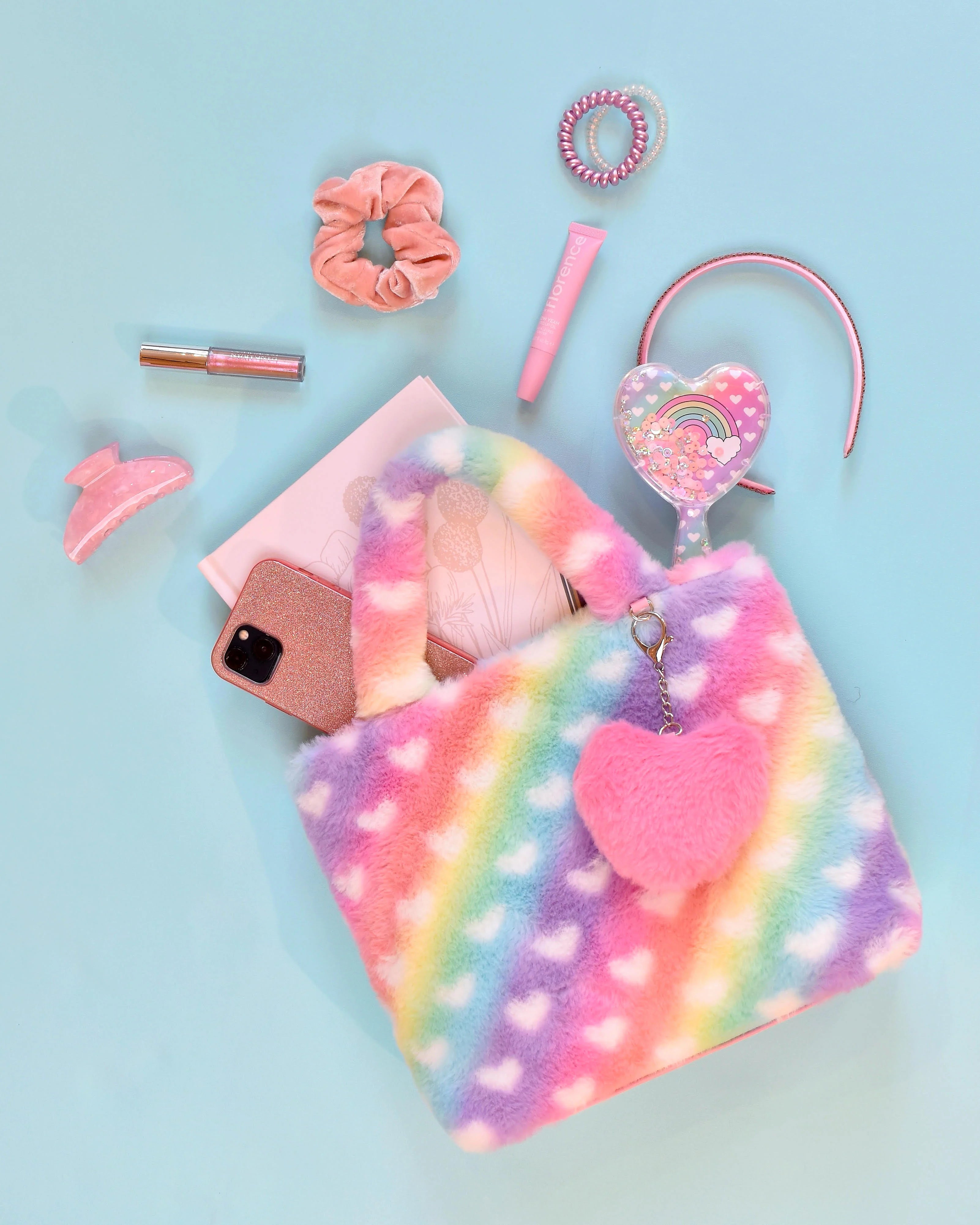 Ombre Hearts Plush Mini Tote Bag