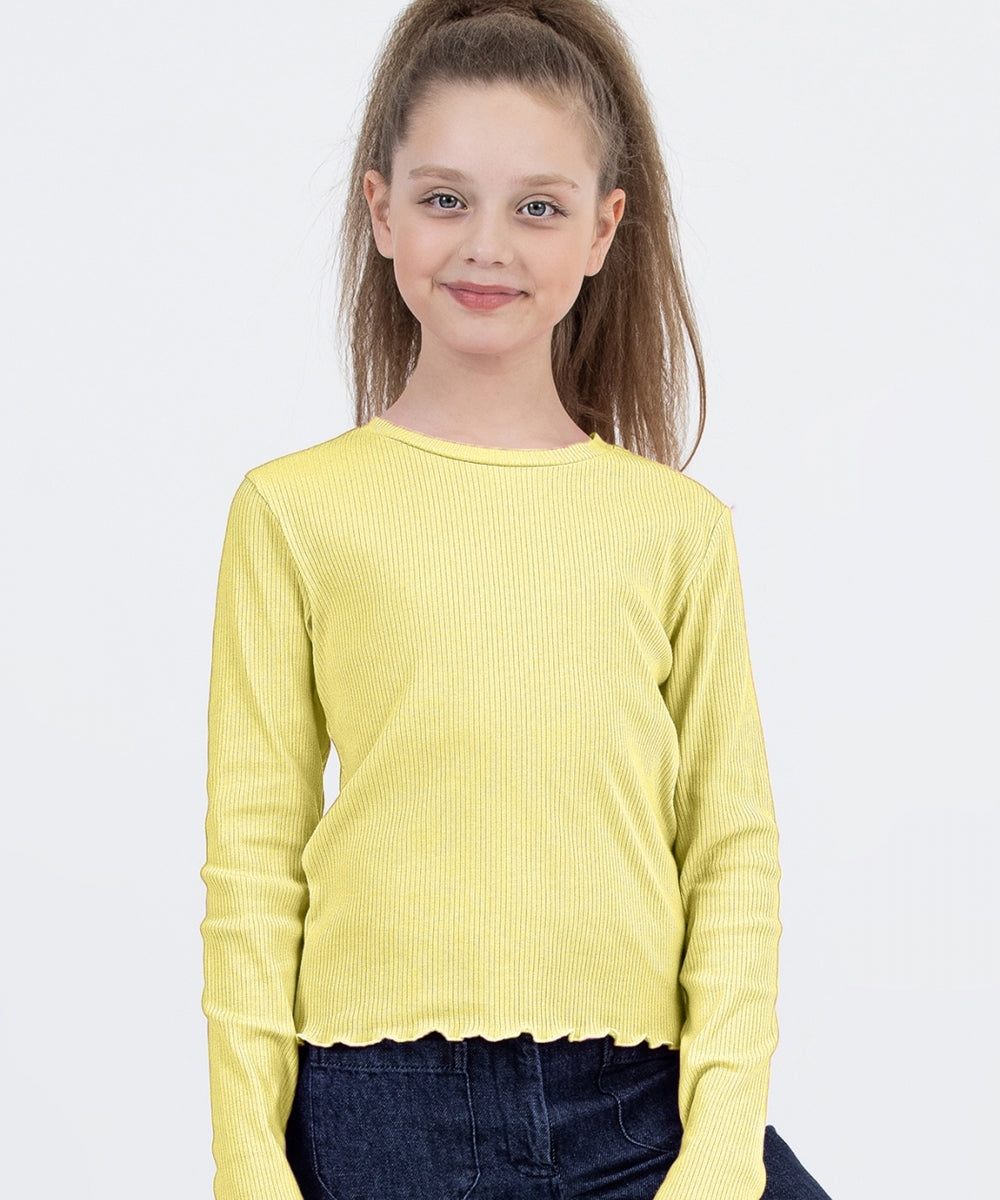 Yellow Ribbed Long Sleeve Top