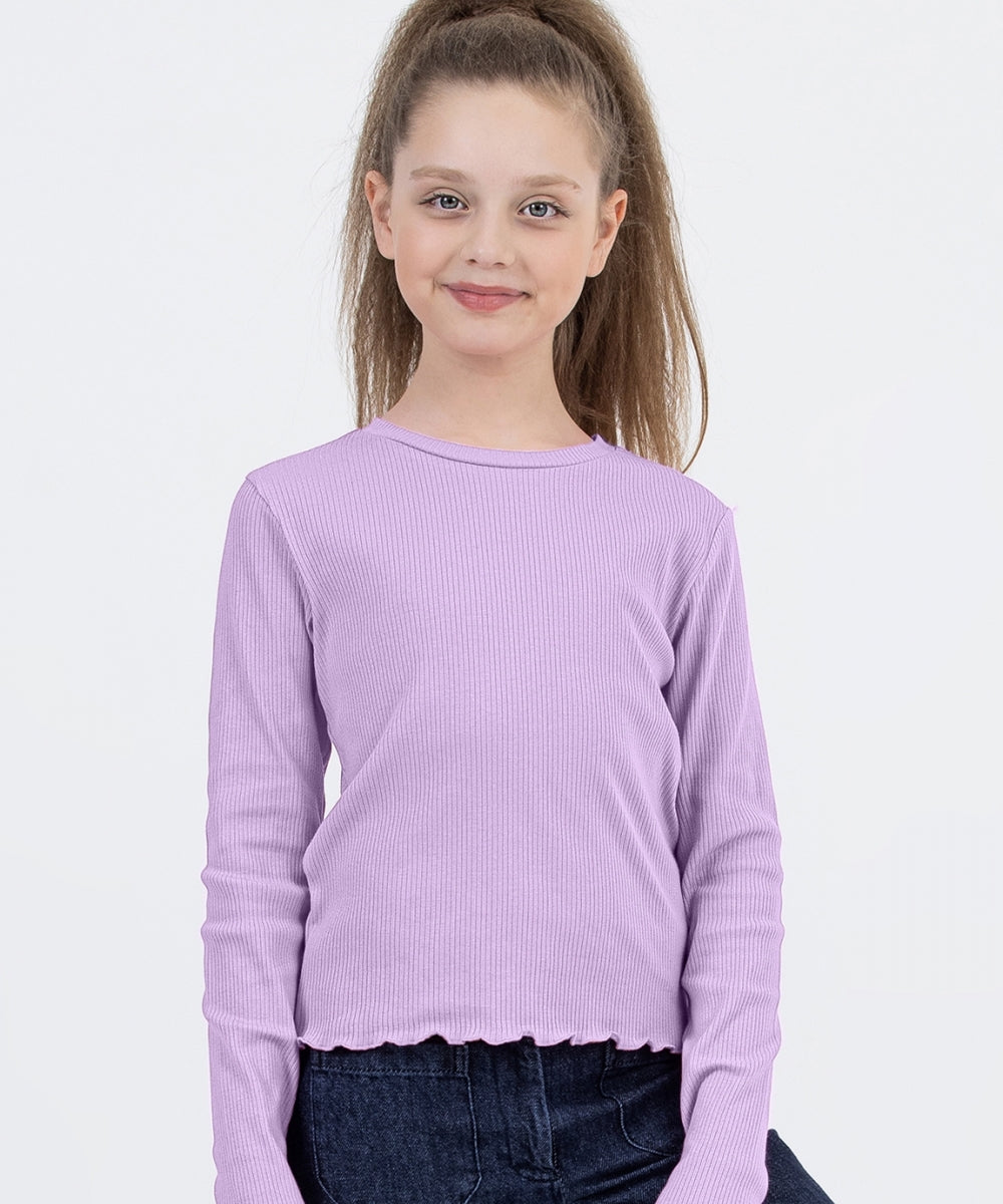 Purple Ribbed Long Sleeve Top